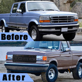 Raptor Style Grille For 1992 1993 1994 1995 1996 Ford F150 Bronco Grill w/Letters & Lights Black