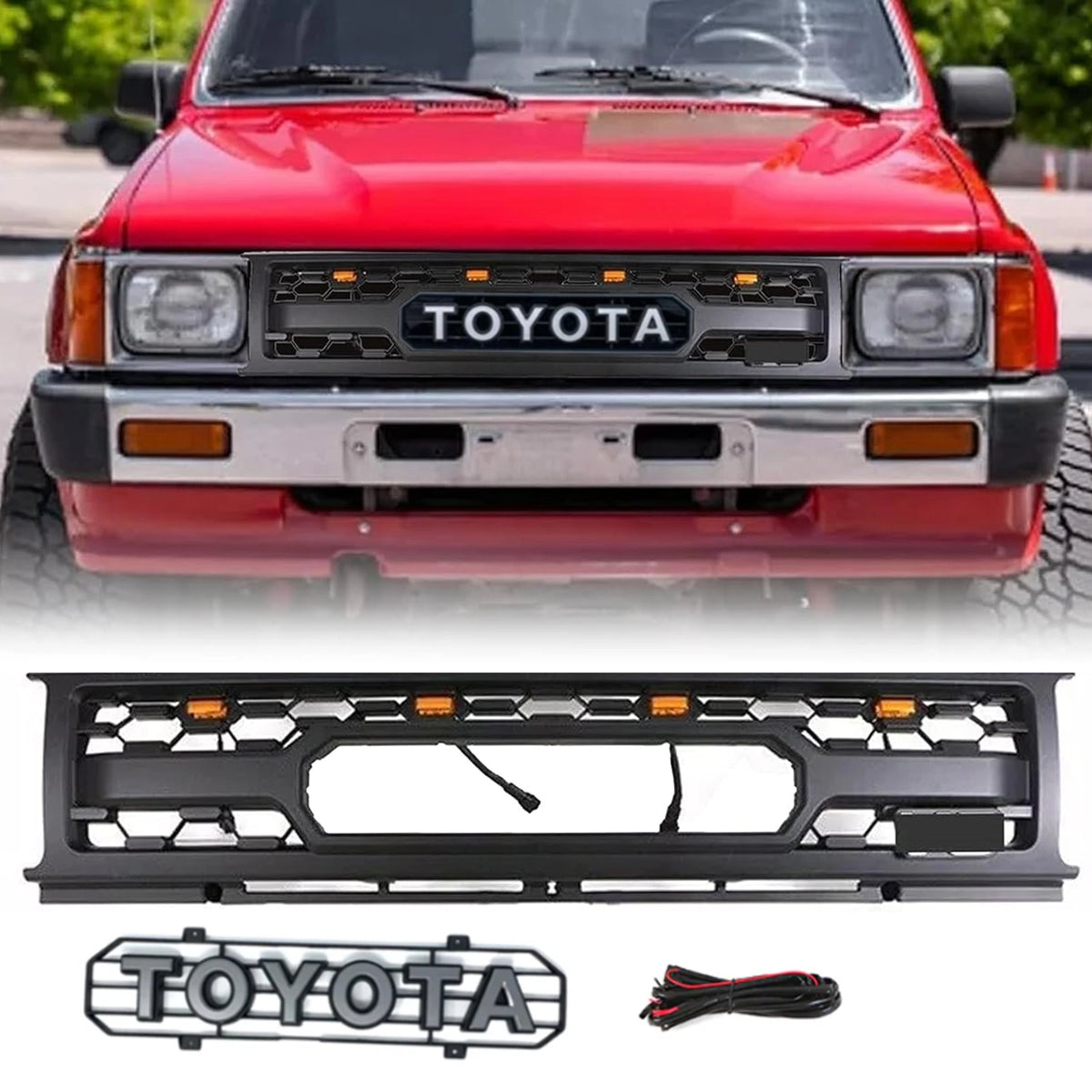 Carpartsdepot Front Grille Grill Compatible With Toyota Pickup Truck Black 1984 1986 Toyota Pickup Rwd