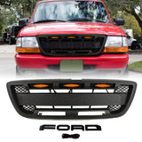 Front Grille for 1998 1999 2000 Ford Ranger Raptor Style Grille With Emblem and Lights