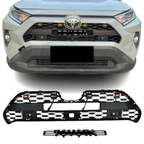 Front Grille for 2019 2020 2021 2022 Toyota RAV4 W/ Letters & Lights TRD Pro Style