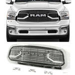 Chrome Big Horn Style Front Grille For 2013 2014 2015 2016 2017 2018 Dodge RAM 1500 Upper Bumper Grill  w/ Letters