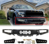 CNCT Front Bumper Compatible with 2009-2023 F150 Steel Front Bumper Guard with Fog LED Lights Assembly F150 Bumper
