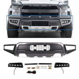 CNCT Front Bumper Compatible with 2009-2023 F150 Steel Front Bumper Guard with Fog LED Lights Assembly F150 Bumper
