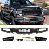 CNCT Front Bumper Compatible with 2009-2023 F150 Steel Front Bumper Guard with Fog LED Lights Assembly F150 Bumper