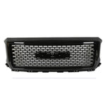 Front Grille For 2014-2015 GMC Sierra 1500 Hood Honeycomb Grille Grill Glossy Black