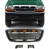 Front Grille for 1998 1999 2000 Ford Ranger Raptor Style Grille With Emblem and Lights