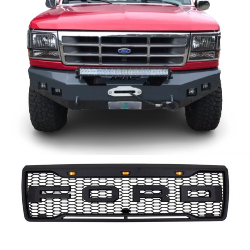 Front Bumper Grille Grill for 1992-1997 Bronco F150 F250 F350 F53 F59