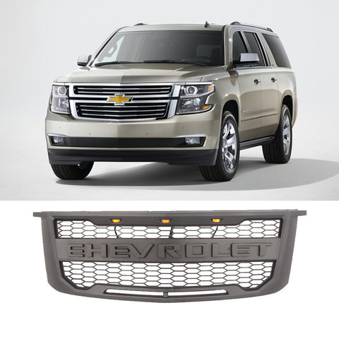 CNCT Grille for 2015-2019 Chevrolet Suburban Tahoe Front Bumper Grill Mesh W/Lights