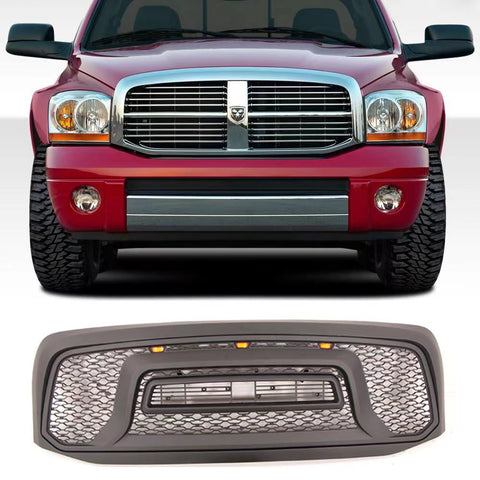 Front Grille for 2006 2007 2008 Dodge RAM 1500 Grill, Rebel Style with Letters & Lights