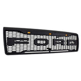 Raptor Style Grille For 1992 1993 1994 1995 1996 Ford F150 Bronco Grill w/Letters & Lights Black