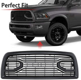 Front Grille for 2013 2014 2015 2016 2017 2018 Dodge RAM 2500 3500, Horizontal Billet Grill W/ Letters Matte Black