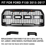 For 2015-2017 FORD F150 Raptor Style Front Grille Bumper Hood Grill W/ LED Matte Black