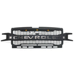 Compatible For 2019 2020 2021 2022 Chevrolet Silverado 1500 Black Grille Upper Grill 3+2 LED Lights