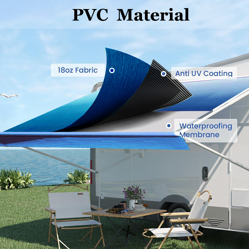 CNCT Blue Manual Modular Retractable RV Shade (Shade Ocean Blue Only)