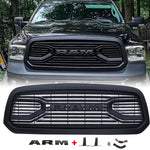 Front Grill For 2013 2014 2015 2016 2017 2018 Dodge RAM 1500,Matte Black Grille W/ Letters