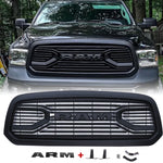 Front Grill For 2013-2018 Dodge RAM 1500,Matte Black Grille W/ Letters