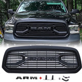 Front Grill For 2013-2018 Dodge RAM 1500,Matte Black Grille W/ Letters