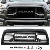 Front Grille for 2013 2014 2015 2016 2017 2018 Dodge RAM 2500 3500, Horizontal Billet Grill W/ Letters (Matte Black)