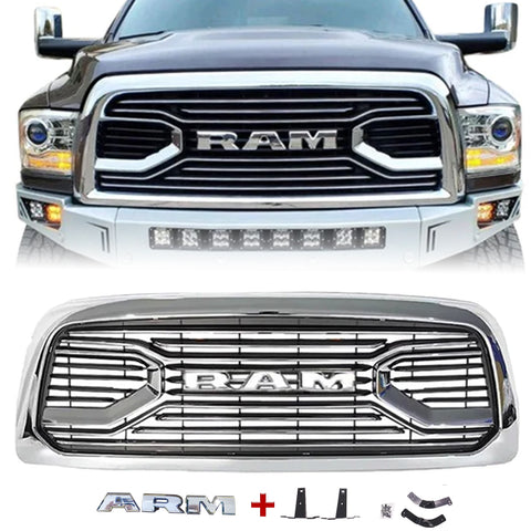 Chrome Front Bumper Grille For 2013-2018 Dodge Ram 2500 3500 HD – Laramie Style – Direct Fit