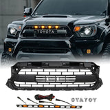 CNCT Front Grille For 2012-2015 Toyota Tacoma TRD W/ Letter Led Lights Matte Black