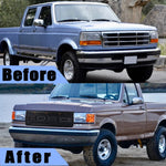 Raptor Style Grille For 1992-1996 Ford F150 w/Letters & Lights Black