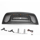 Black Front Grille Rebel Style Bumper Grill  For 2010-2018 Dodge Ram 2500 3500 w/ LED Lights & Letters