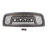 Black Front Grille Rebel Style Bumper Grill  For 2010-2018 Dodge Ram 2500 3500 w/ LED Lights & Letters