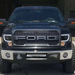 For 2009-2014 Ford F150 F-150 Raptor Style Grille Front Grill with Light （Matte Black）