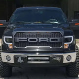 For 2009-2014 Ford F150 F-150 Raptor Style Grille Front Grill with Light （Matte Black）