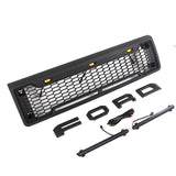 Front Grille for 1987-1991 Ford F150 Bronco Grill Raptor Style Black Grill with Letters and LEDs