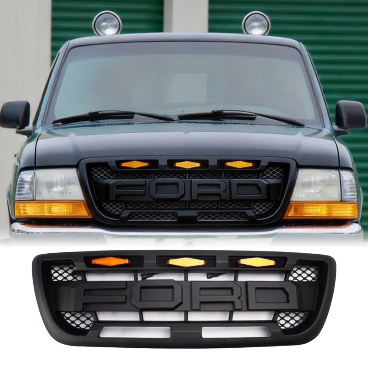 Front Grille for 1998-2000 Ford Ranger Raptor Style Grille With Emblem ...