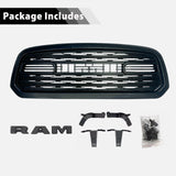 CNCT Front Bumper Grille for 2013 2014 2015 2016 2017 2018 Ram 1500 Replacement Grill with Letters( Matte Black)