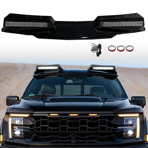 Roof Light Bar with Remote for 2024-2025 f-150 , 3 Modes Truck Top Light Flash Roof Strobe Lights, Gloss Black