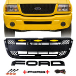 Front Grille For 2001 2002 2003 Ford Ranger Honeycomb Style Grille with Letters and Lights