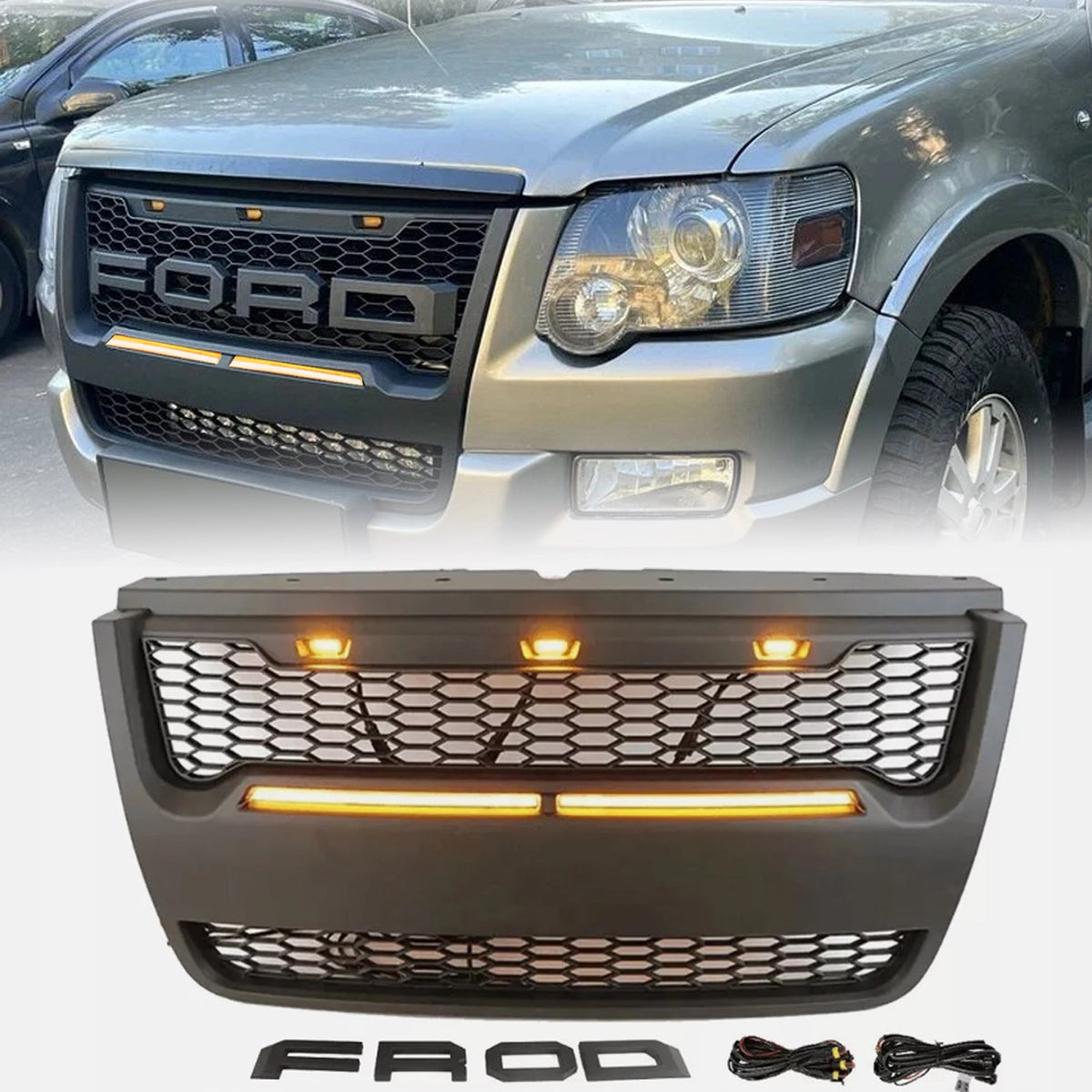Excursion Raptor Grille Grille For 2006-2010 Raptor Style Ford Explorer /Sport Trac Models Gri ...