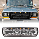 Raptor Style Grille For 1978 -1979 Ford F150 Bronco w/Letters & Lights Black