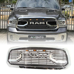 Chrome Big Horn Style Front Grille For 2013 2014 2015 2016 2017 2018 Dodge RAM 1500 Upper Bumper Grill  w/ Letters