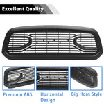 Front Grill For 2013 2014 2015 2016 2017 2018 Dodge RAM 1500,Matte Black Grille W/ Letters