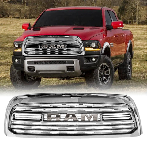 CNCT Front Bumper Grille for 2013 2014 2015 2016 2017 2018 RAM 2500 Replacement Grill with Letters(Chrome, Limited Style)