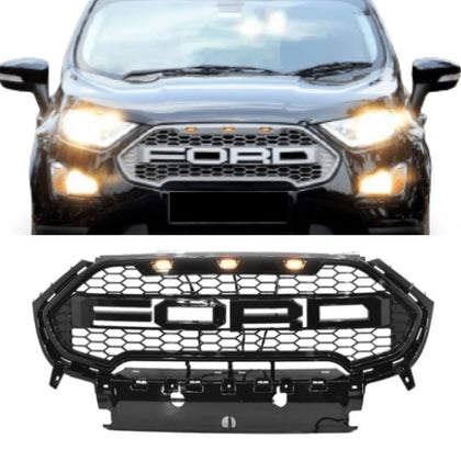 Front Grille for 2018 2019 2020 2021 Ford Ecosport Raptor Style Grill with Letters & Lights