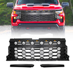 Front Grille for 2022-2024 Chevy Silverado 1500 Raptor Style Grill With LED Lights and Letters(Matte Black)