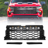 Front Grille for 2022-2024 Chevy Silverado 1500 Raptor Style Grill With LED Lights and Letters(Matte Black)