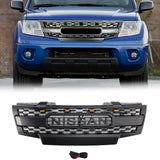 Front Black Grille for 2009-2016 Nissan Frontier Grill with Letters and Lights