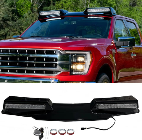 Roof Light Bar with Remote for 2021-2023 f-150 , 3 Modes Truck Top Light Flash Roof Strobe Lights, Gloss Black