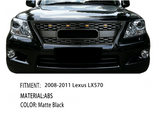 Front Grille for 2008-2011 Lexus LX570 High-Quality ABS Plastic Bumper Grill with 4 Amber LED Lights and Letters (Matte Black)