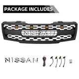 Front Black Grille for 2009-2016 Nissan Frontier Grill with Letters and Lights