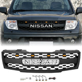 Front Grille for 2005-2008 Nissan Frontier Raptor Style Grill W/ Emblem and LED Lights