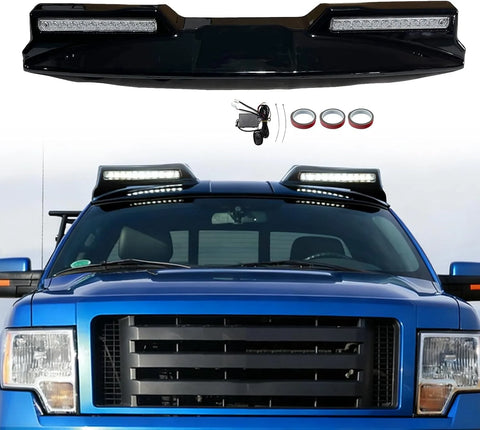Roof Light Lamp Bar Compatible with 2009-2014 F150 Universal Front Top Running Lights with Remote Control and Wiring Harness, Gloss Black