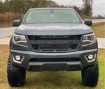 CNCT Black Grille For Chevrolet Chevy Colorado 2016 2017 2018 2019 2020 with Letters and Amber Lights Black Racing Grille