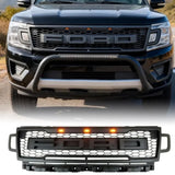 Front Grille for 2018-2021 Ford Expedition Raptor Upper Bumper Grill Black w/LED